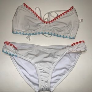 LUCKY BRAND white bikini with a criss cross back